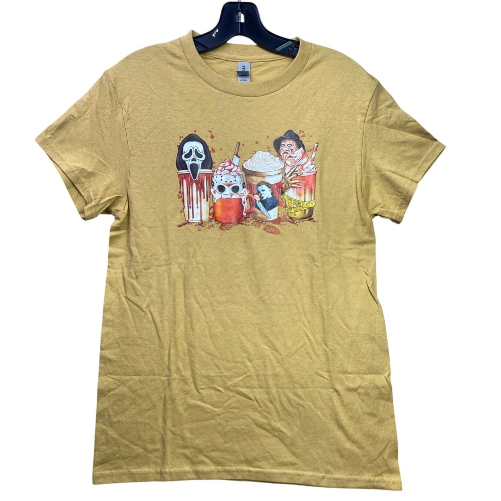 Slasher Horror Shirt Womens Small Coffee Drinks Scream Jason Everyday Streetwear